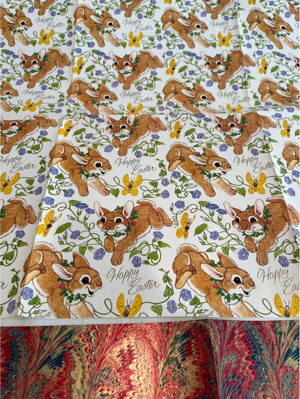 Vintage Birthday, Floral, Kids Wrapping Paper lot with velvet, metallic accents